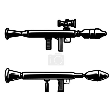 Illustration of Grenade launcher . Design element for logo, label, sign, emblem. Vector illustration