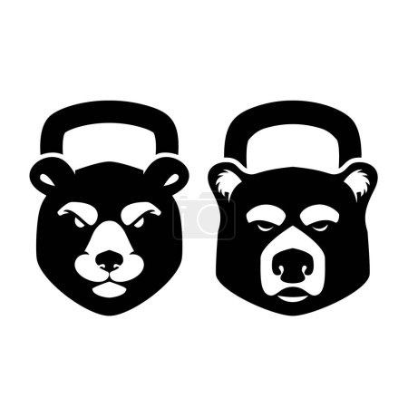 Illustration for Fitness kettlebell with bear head. Design element for logo, emblem, sign, poster, t shirt. Vector illustration - Royalty Free Image