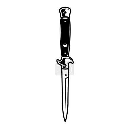 Flick Messer vorhanden. Gestaltungselement für Emblem, Schild, Abzeichen, Logo. Vektorillustration