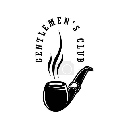 Gentlemen's club. Smoking pipe in monochrome style. Design element for logo, label, sign, poster, card. Vector illustration