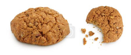 Photo for Oatmeal cookies with flax, pumpkin and sunflower seeds with full depth of field. Top view. Flat lay. - Royalty Free Image