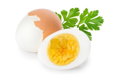 Photo for Boiled egg and half isolated on white background. - Royalty Free Image