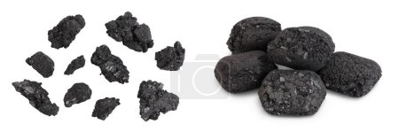 Photo for Particles of charcoal isolated on white background with full depth of field. - Royalty Free Image