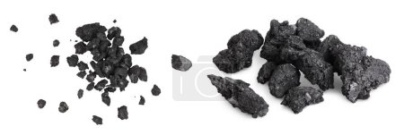 Photo for Particles of charcoal isolated on white background with  full depth of field. - Royalty Free Image