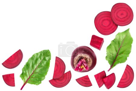 beetroot slices isolated on white background with full depth of field. Top view. Flat lay.