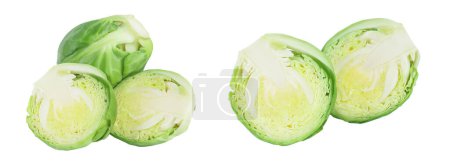 Photo for Brussels sprouts and half isolated on white background with full depth of field. - Royalty Free Image