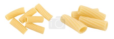 Photo for Raw italian tortiglioni pasta isolated on white background with full depth of field. Top view. Flat lay. - Royalty Free Image