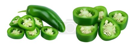 Photo for Jalapeno peppers isolated on white background. Green chili pepper with full depth of fiel. - Royalty Free Image