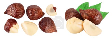 Salak snake fruit isolated on white background with full depth of field, Top view. Flat lay