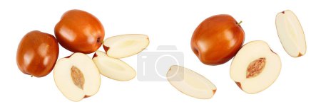 jujube or chinese date isolated on white background . Top view. Flat lay,
