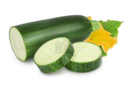 Photo for Fresh half zucchini isolated on white background with full depth of field. - Royalty Free Image