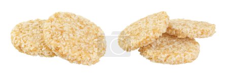 galletas de coco con semillas de lino blanco y miel aislada sobre fondo blanco con plena profundidad de campo. Alimento saludable.