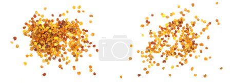 fresh bee pollen isolated on white background. Top view. Flat lay .