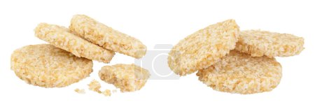 coconut cookies with white flax seeds and honey isolated on white background with full depth of field. Healthy food.
