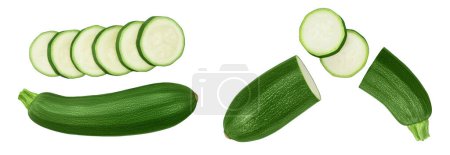Photo for Fresh whole zucchini isolated on white background with  full depth of field. Top view. Flat lay, - Royalty Free Image