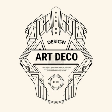 Illustration for Art deco logo vintage badge vector design template illustration - Royalty Free Image