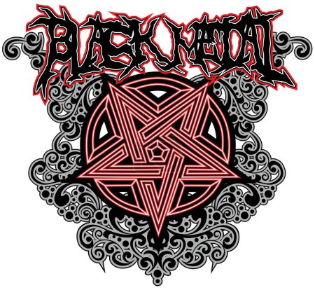 Téléchargez les illustrations : Signe occulte avec crâne pentagramme, t-shirts design vintage grunge - en licence libre de droit