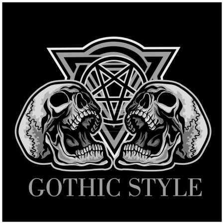 Téléchargez les illustrations : Signe crâne et occulte, t-shirts design vintage grunge - en licence libre de droit