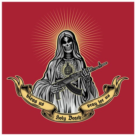 Holy Death, skeleton, grunge vintage design t shirts