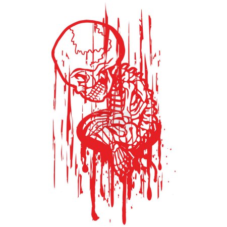 Illustration for Gothic sign with stillborn skeleton, grunge vintage design t shirts - Royalty Free Image