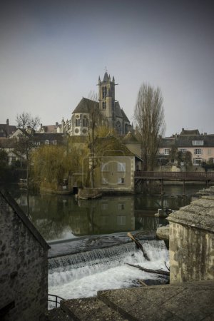 Photo for View on the medieval city of Moret sur Loing in Seine et Marne in France - Royalty Free Image