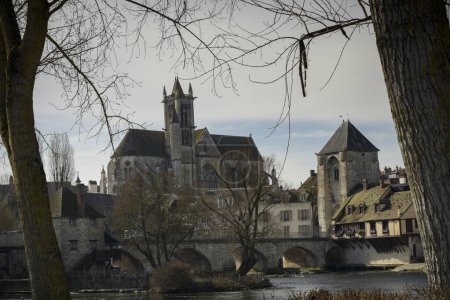 Photo for View on the medieval city of Moret sur Loing in Seine et Marne in France - Royalty Free Image