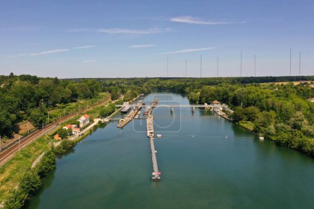 view of the Boissise le Roi lock in Seine et Marne in France