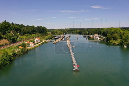 view of the Boissise le Roi lock in Seine et Marne in France