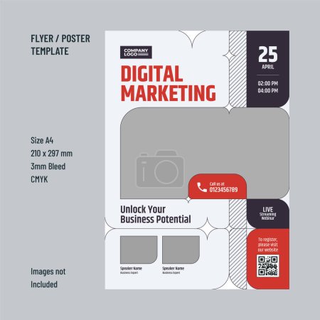 Illustration for Digital Marketing Webinar Flyer - Royalty Free Image