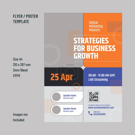 Illustration for Digital marketing flyer, Online workshop flyer, Vector flyer design template, Marketing flyer, Webinar flyer - Royalty Free Image