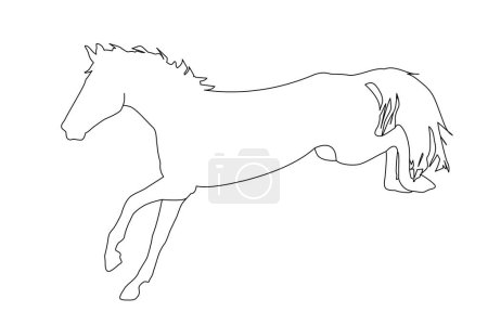illustration vectorielle d'une silhouette noire d'un cheval isolé sur fond blanc. Le thème des sports équestres, de l'élevage et de la médecine vétérinaire