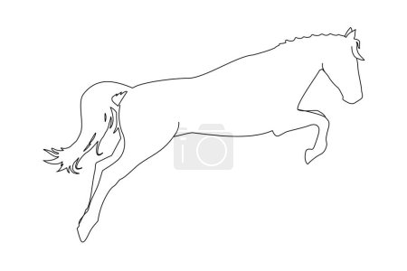 Vektor-Illustration einer schwarzen Silhouette eines Pferdes isoliert auf weißem Hintergrund. Das Thema Pferdesport, Tierhaltung und Tiermedizin