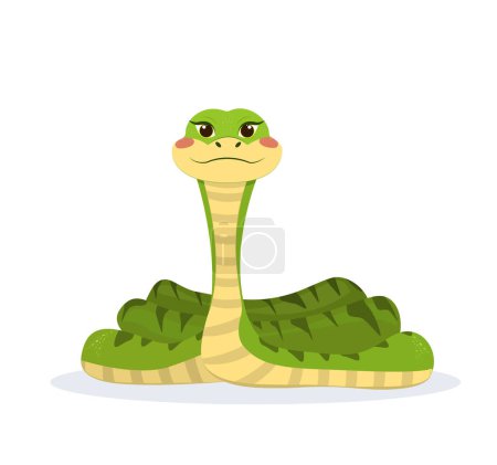 Téléchargez les illustrations : Illustration vectorielle d'un serpent en dessin animé, isolé sur fond blanc. Le symbole de la nouvelle année 2025 - en licence libre de droit