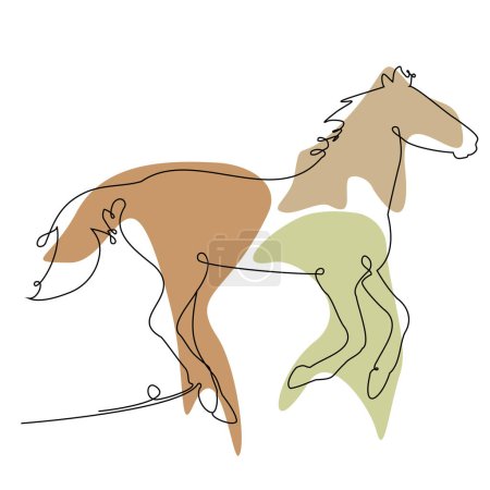abstrakte Vektorillustration einer Pferdesilhouette im Boho-Stil. Isoliert auf weißem Hintergrund