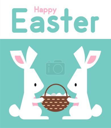 Easter bunny holding basket filled with easter egg illustration