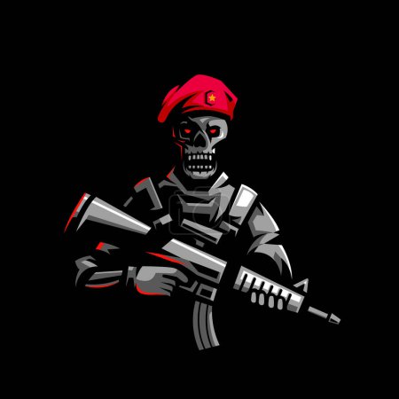 Illustration for Millitary Skull Army Mascot Logo - Royalty Free Image