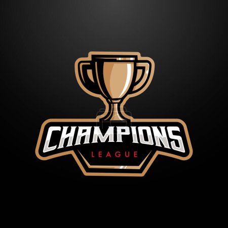 Illustration for Trophy esport logo design. Champions league for sport and gaming - Royalty Free Image