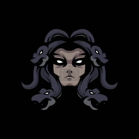 Illustration for Medusa esport logo design illustration vector for team sports gaming - Royalty Free Image