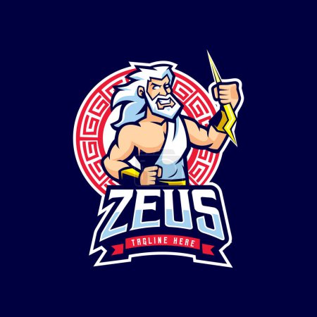 Téléchargez les illustrations : Zeus God Mascot Logo Design Vector - en licence libre de droit