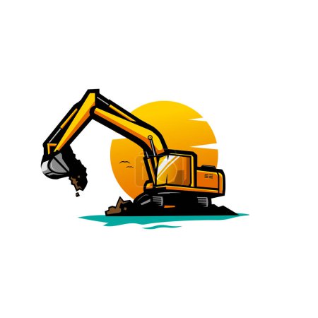 Illustration for Excavators dredging the ground - Royalty Free Image
