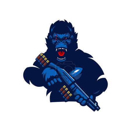 Illustration for Gorilla carrying gun mascot logo design illustration vector - Royalty Free Image