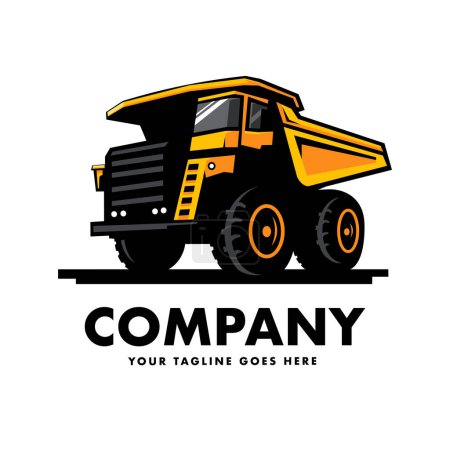Illustration for Mining truck, dump truck logo for construction company, mine, heavy equipment rental - Royalty Free Image