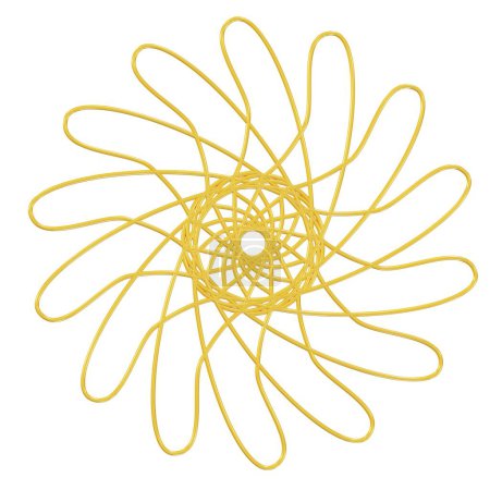 Téléchargez les photos : Forme de fleur d'or Icône spirographique. Rendu 3d. - en image libre de droit
