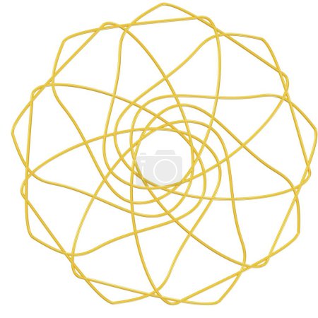 Téléchargez les photos : Forme de fleur d'or Icône spirographique. Rendu 3d. - en image libre de droit