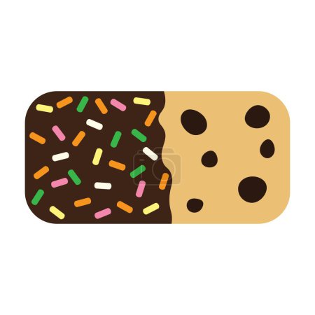 Chocolate Chip Cookies mit Schokolade und Zuckerflocken Karikatur überzogen. Vektorillustration.