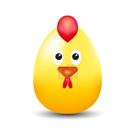 Easter egg character. Yellow 3D egg. Cute chick character. Happy easter. Isolated vector illustration