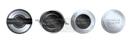 Premium quality products. Silver sticker, label, badge, icon and logo. Vector illustration	