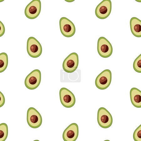 Seamless pattern with avocado on white background. Modern design for print, wrapping paper, textile, fabric, wallpaper, texture.