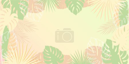 Ilustración de Banner de verano con hojas tropicales. Fondo tropical. Ilustración vectorial en colores pastel - Imagen libre de derechos