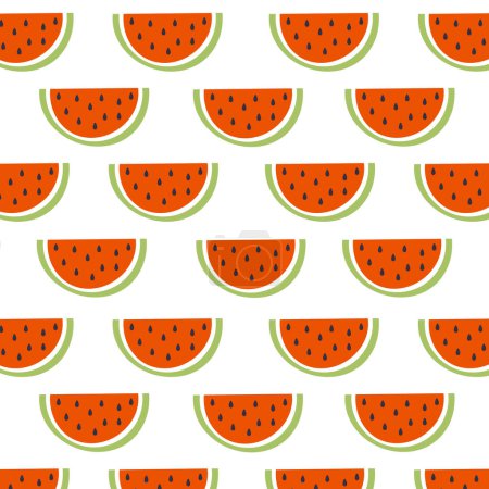 Watermelon. Summer fruit seamless pattern on a white background. Vector illustration	